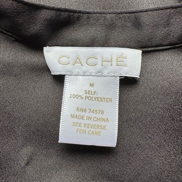 🔃Cache Black V Neck Faux Leather Sleeveless Tank Top - Picture 6 of 7